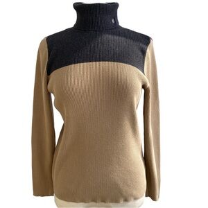 Ralph Lauren Colour-Block Ribbed Turtleneck Sweater Size XL